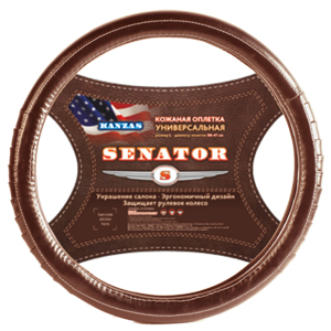Оплетка руля SENATOR Kanzas (коричневый) M =38см - картинка 1