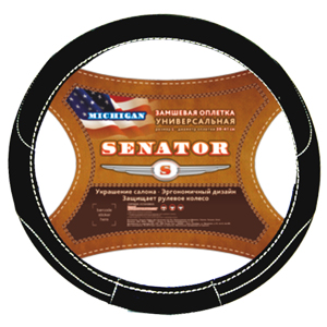 Оплетка руля SENATOR Michigan (черный) M =38см - картинка 1